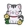 Cat with Flower Enamel Brooches AL-I001-06EB-02-1