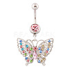 Butterfly Rhinestone Charm Belly Ring BUER-PW0001-029A-1