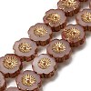 Picasso Baking Paint & Golden Metal Enlaced Glass Beads Strands GL-CBA98F0-04C-1