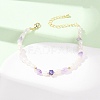 Natural Lavender Amethyst Chip and Rice Natural Pearl Beaded Bracelets GG-CBA3297-13G-G-2