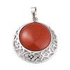Natural Red Jasper Pendants with Hollow Platinum Brass Findings G-P448-A17-P-2