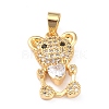 Brass Clear Cubic Zirconia Pendants ZIRC-J025-82G-2