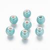 Pearlized Aquamarine Glazed Porcelain Round Beads X-PORC-D001-10mm-03-1