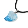 Dyed Natural Banded Agate Heart Pendant Necklaces NJEW-G166-01C-2