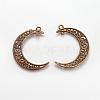 Tibetan Style Alloy Hollow Moon  2-Loop Link Pendants TIBEP-5312-AB-FF-2
