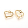 304 Stainless Steel Open Heart Charms STAS-F159-38G-3