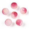 Frosted Baking Paint Crackle Glass Beads with Glitter Powder DGLA-T004-6mm-01A-2
