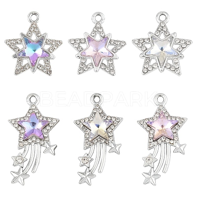 12Pcs 3 Colors Glass Pendants GLAA-YW0004-63A-1