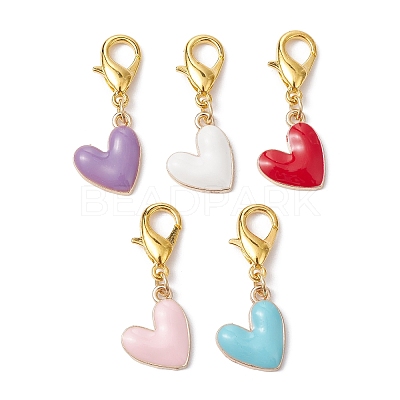 Heart Alloy Enamel Pendant Decoration HJEW-JM01491-1