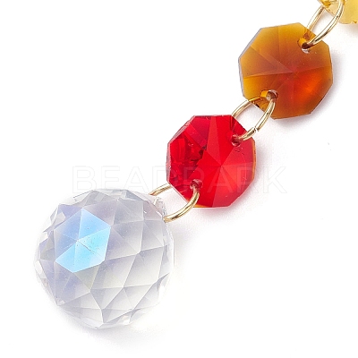 Glass Octagon Beads Hanging Suncatchers HJEW-JM02308-1