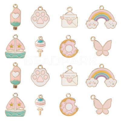 40Pcs 8 Styles Alloy Enamel Pendants ENAM-CJ0004-76-1