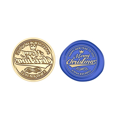 Merry Christmas Wax Seal Brass Stamp Head AJEW-Z031-04G-16-1