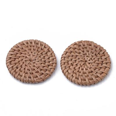 Handmade Reed Cane/Rattan Woven Beads WOVE-Q075-04-1