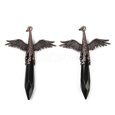 Natural Obsidian Faceted Pointed Bullet Shaped Big Pendants G-T145-01R-07-1