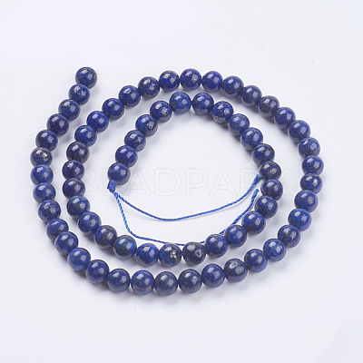Natural Lapis Lazuli(Filled Color Glue) Beads Strands X-G-K269-02-6mm-1