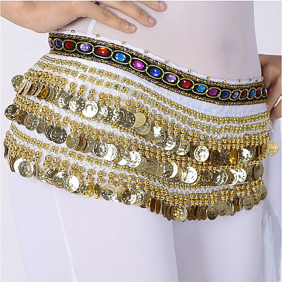 Golden Alloy Three Layers Flat Round Waist Belt AJEW-WH20002-09B-1