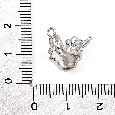 Brass Micro Pave Clear Cubic Zirconia Charms CU-CBA3D76-16P-1