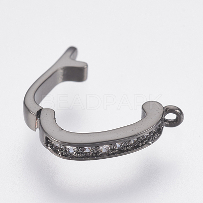Brass Micro Pave Cubic Zirconia Fold Over Clasps ZIRC-F083-116B-RS-1