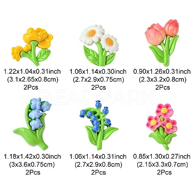 12Pcs 6 Styles Opaque Resin Decoden Cabochons RESI-FS0001-68-1