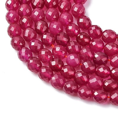 Lab Grown Red Corundum Beads Strands G-Z123-A01-4mm-1