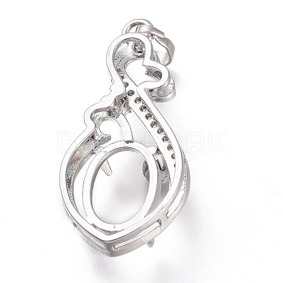 Brass Micro Pave Clear Cubic Zirconia Open Back Bezel Pendant Cabochon Settings ZIRC-I049-09-1