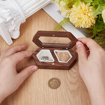 1Pc Hexagon Wooden Visible Window Pet Pet Keepsake Storage Boxes CON-DR0001-11-1