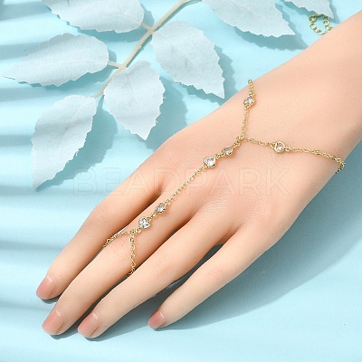 Brass Micro Pave Cubic Zirconia Mittens Bracelets BJEW-C156-01G-04-1