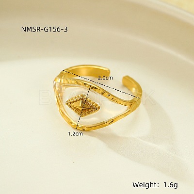 Preserved Flowers 304 Stainless Steel and Epoxy Resin Open Cuff Rings for Women FS-WGCF311-04-1