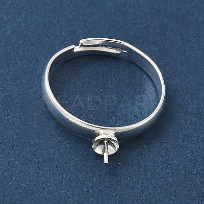Adjustable Brass Cup Peg Ring Settings For Half-drilled Beads KK-K414-02C-S-1