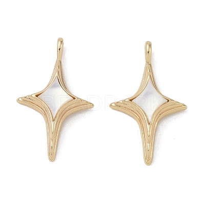 Brass Pave Shell Pendants KK-G497-09G-1
