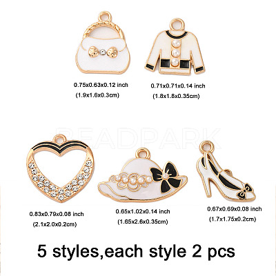 10Pcs 5 Styles Fashion Theme Alloy Enamel Pendants ENAM-FP0002-74-1