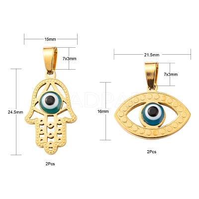 4Pcs 2 Style 304 Stainless Steel Pendants STAS-LS0001-79G-1