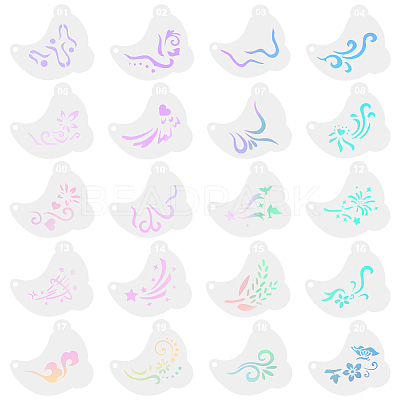 20Pcs PET Tattoo Stencil Templates AJEW-WH20141-12-1