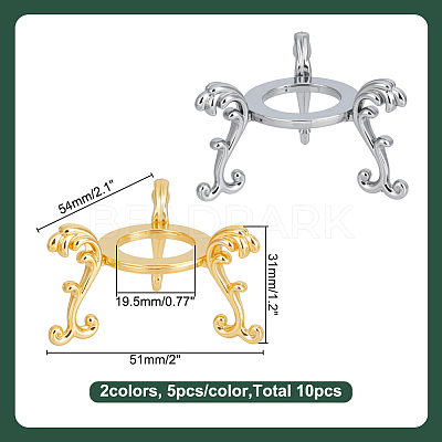 10Pcs 2 Colors Alloy Mineral Display Holder ODIS-AR0001-06-1