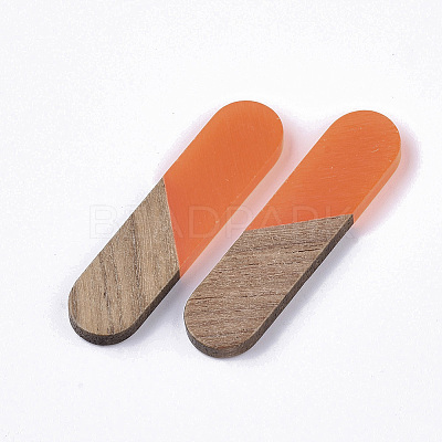 Transparent Resin & Walnut Wood Cabochons LS-RESI-Q210-014A-B03-1