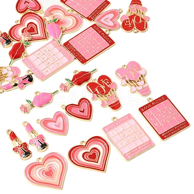 24Pcs 12 Styles Valentine's Day Rack Plating Alloy Enamel Pendants ENAM-FS0002-56-1