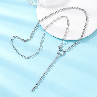 304 Stainless Steel Paperclip Chain Cable Chain Lariat Y Necklaces NJEW-JN05785-1