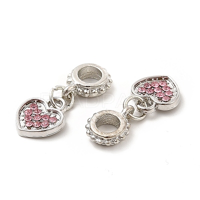 Rack Plating Alloy Rhinestone European Dangle Charms PALLOY-P289-14P-03-1