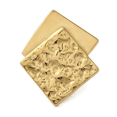 Ion Plating(IP) 304 Stainless Steel Rhombus Open Cuff Rings for Women RJEW-Z053-04G-1