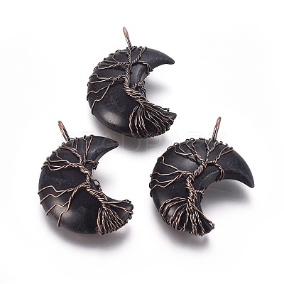 Natural Obsidian Tree of Life Wire Wrapped Pendants LS-G-L520-E03-R-NF-1
