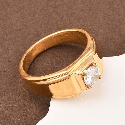 304 Stainless Steel Micro Pave Cubic Zirconia Finger Rings LS-RJEW-D336-08G-1