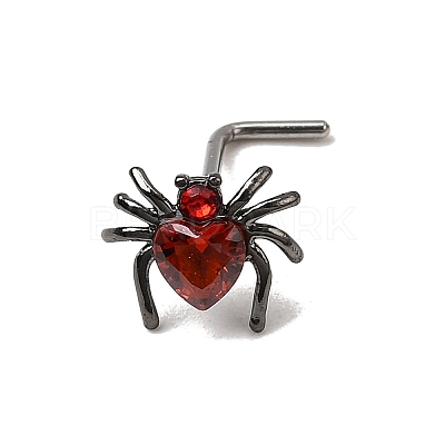 Heart Spider 316L Surgical Stainless Steel with Cubic Zirconia L-Shaped Nose Rings FS-WG44168-01-1
