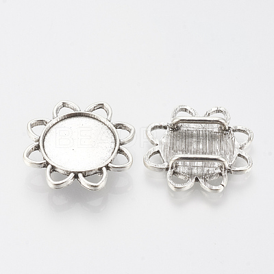 Tibetan Style Alloy Slide Charms Cabochon Settings X-TIBE-Q086-079AS-LF-1