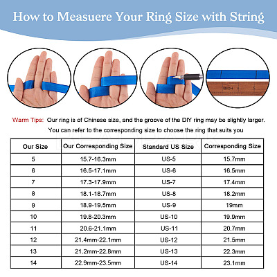 12Pcs 6 Size 201 Stainless Steel Grooved Finger Ring Settings RJEW-TA0001-06P-1
