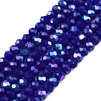Electroplate Opaque Solid Color Glass Beads Strands EGLA-A044-P1mm-L07-1