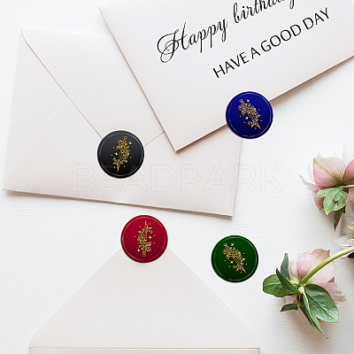 Brass Wax Seal Stamp with Handle AJEW-WH0184-0519-1