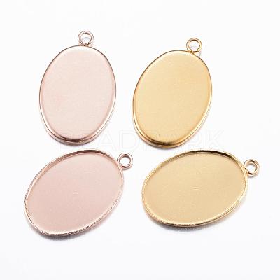 304 Stainless Steel Pendant Cabochon Settings STAS-H378-06-1