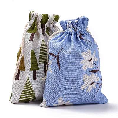 Polycotton(Polyester Cotton) Packing Pouches Drawstring Bags ABAG-T007-02-1