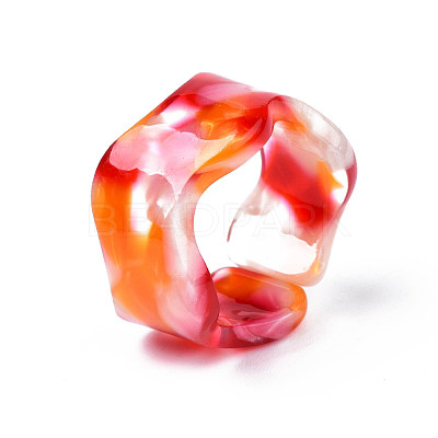 Resin Wave Cuff Ring RJEW-T022-011-1