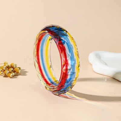 Faceted Transparent Resin Bangles for Women WG9D920-03-1
